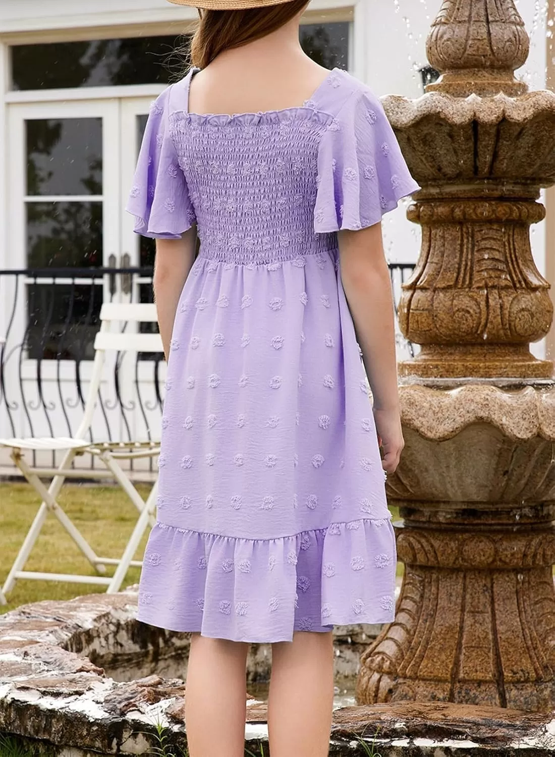 imageblibean Tween Girls 2025 Summer Dresses Kids Chiffon Dress Size 615 YearsA Purple