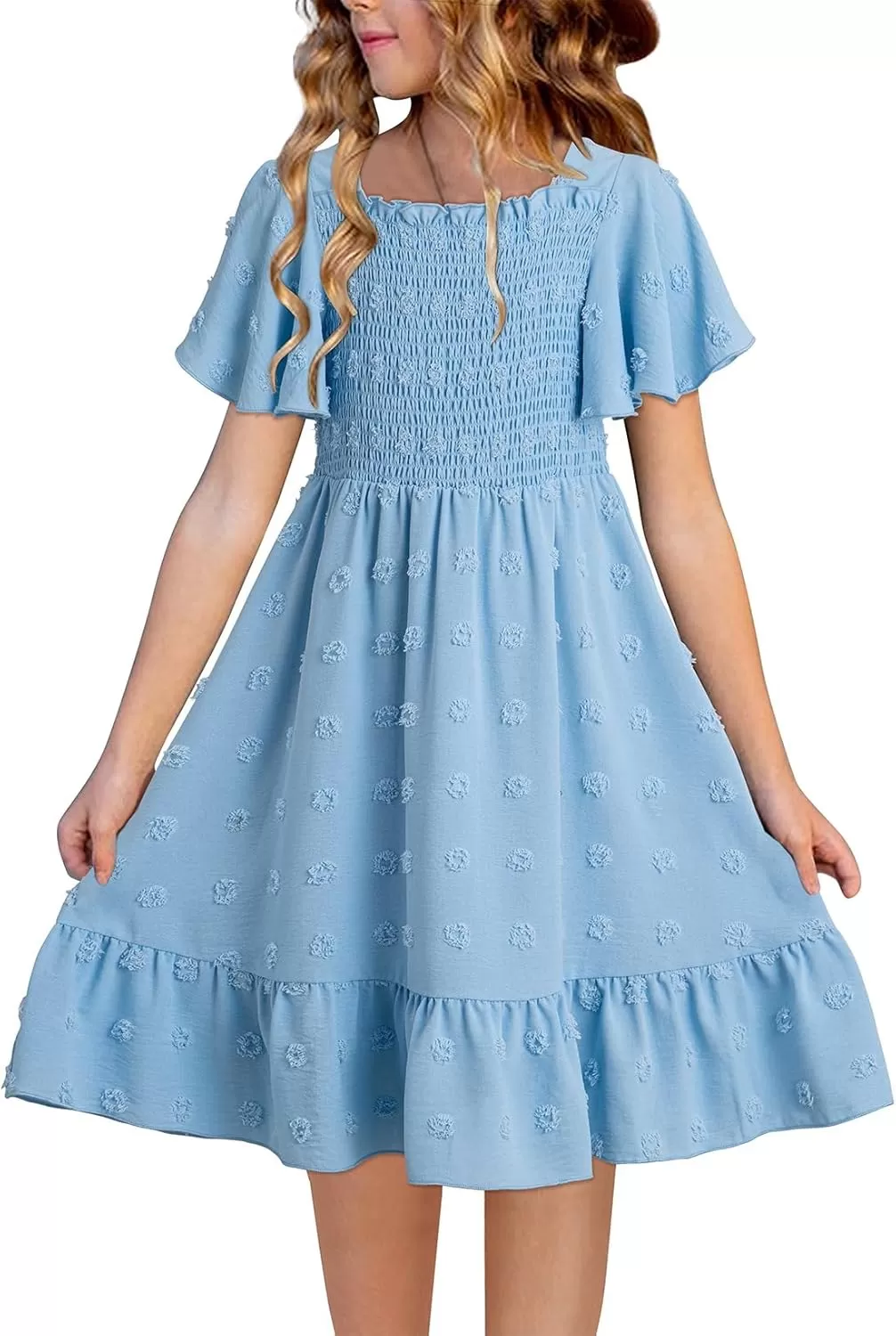 imageblibean Tween Girls 2025 Summer Dresses Kids Chiffon Dress Size 615 YearsA Sky Blue