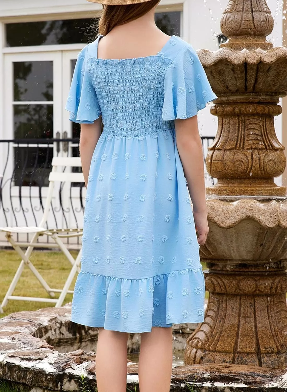 imageblibean Tween Girls 2025 Summer Dresses Kids Chiffon Dress Size 615 YearsA Sky Blue