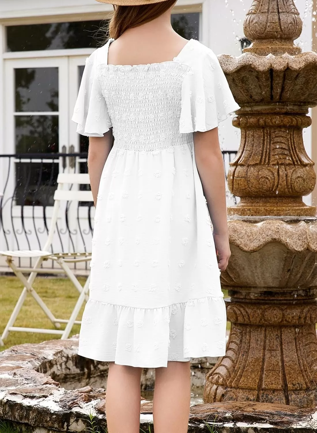 imageblibean Tween Girls 2025 Summer Dresses Kids Chiffon Dress Size 615 YearsA White