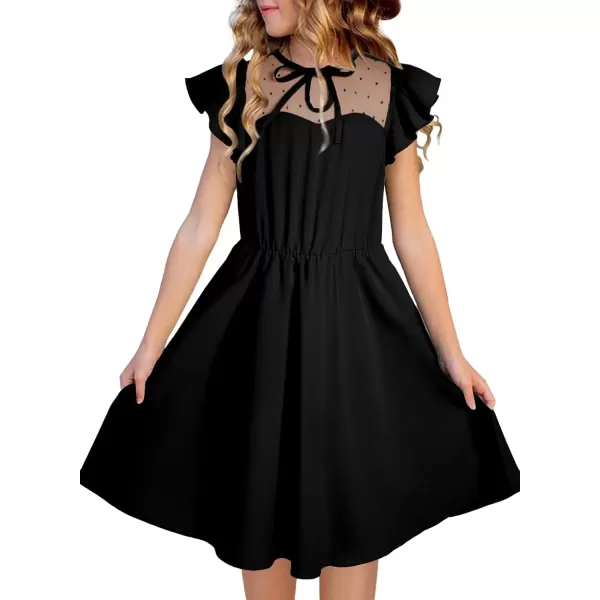 imageblibean Girls 2025 Summer Dress Kids Mesh Ruffled Pockets Dresses Size 615 YearsA Black