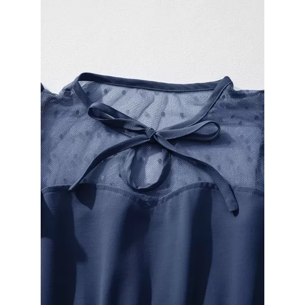 imageblibean Girls 2025 Summer Dress Kids Mesh Ruffled Pockets Dresses Size 615 YearsA Dark Blue