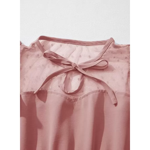 imageblibean Girls 2025 Summer Dress Kids Mesh Ruffled Pockets Dresses Size 615 YearsA Dusty Pink
