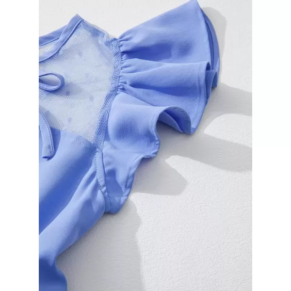 imageblibean Girls 2025 Summer Dress Kids Mesh Ruffled Pockets Dresses Size 615 YearsA Light Blue