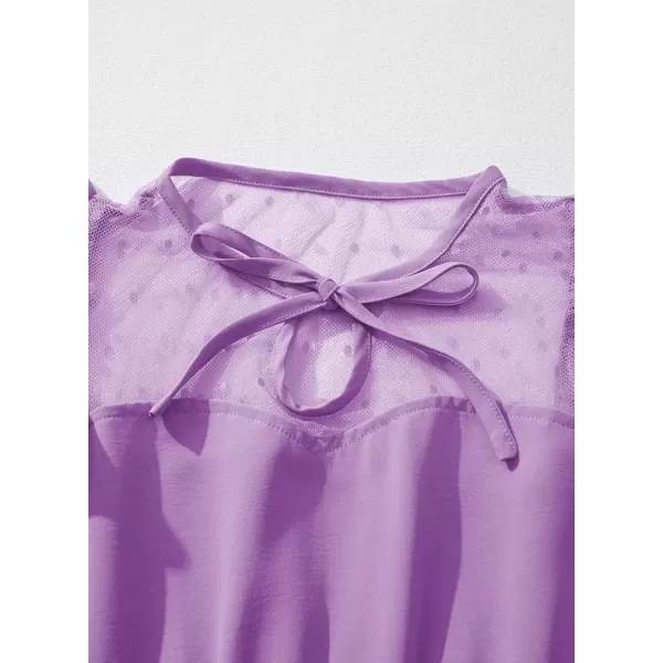 imageblibean Girls 2025 Summer Dress Kids Mesh Ruffled Pockets Dresses Size 615 YearsA Purple