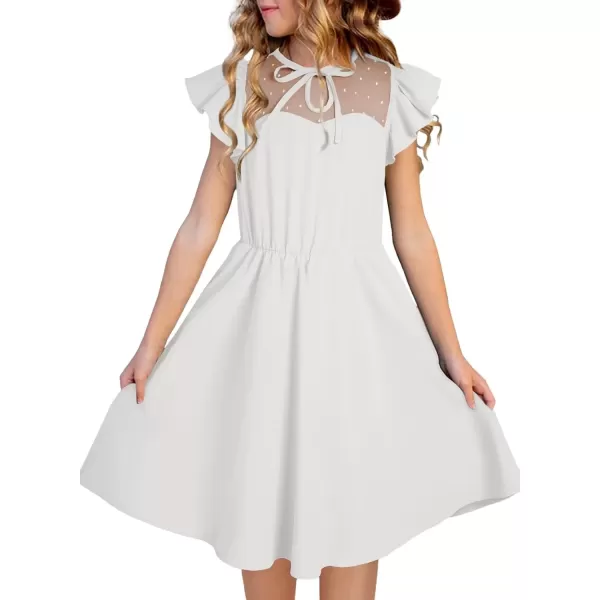 imageblibean Girls 2025 Summer Dress Kids Mesh Ruffled Pockets Dresses Size 615 YearsA White
