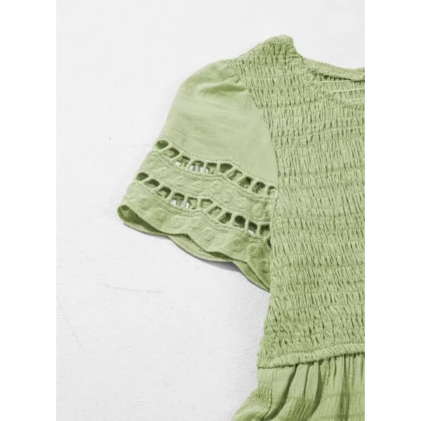 imageblibean Girls Embroidery Short Sleeve Textured Dresses Size 615 YearsGreen
