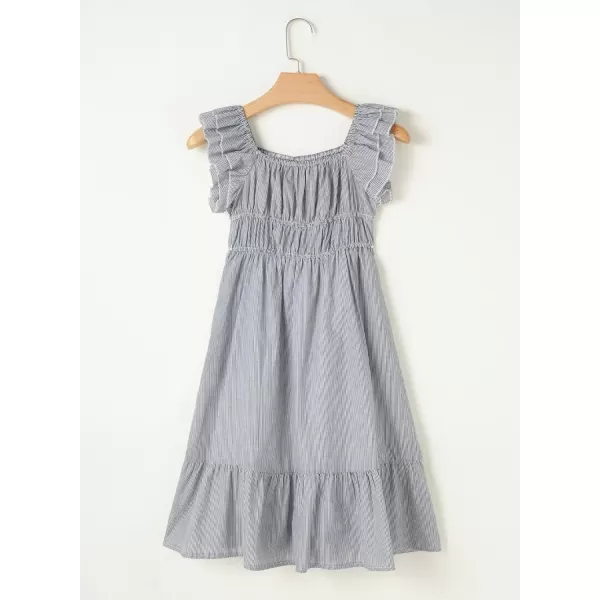 imageblibean Girls Summer Cotton Dresses Tween Ruffle Double Layer Sleeve Sundress Size 615 YearsA Black