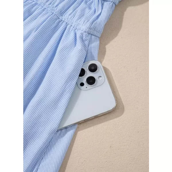 imageblibean Girls Summer Cotton Dresses Tween Ruffle Double Layer Sleeve Sundress Size 615 YearsA Sky Blue