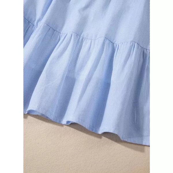 imageblibean Girls Summer Cotton Dresses Tween Ruffle Double Layer Sleeve Sundress Size 615 YearsA Sky Blue