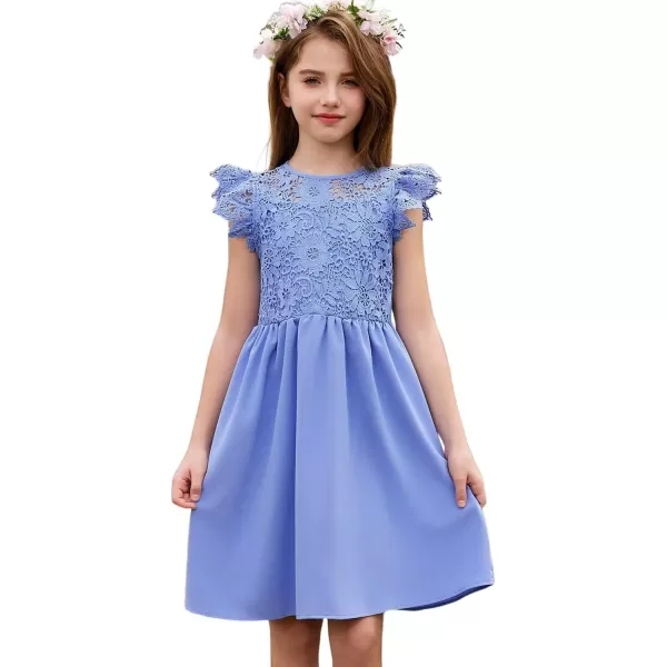 imageblibean Teen Girls Flower Dresses Semi Formal Sleeveless Wedding Dress Size 615 YearsA Blue