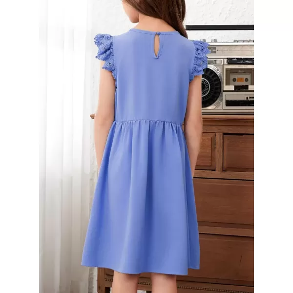imageblibean Teen Girls Flower Dresses Semi Formal Sleeveless Wedding Dress Size 615 YearsA Blue