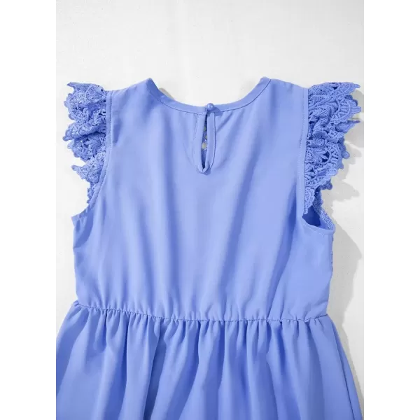 imageblibean Teen Girls Flower Dresses Semi Formal Sleeveless Wedding Dress Size 615 YearsA Blue