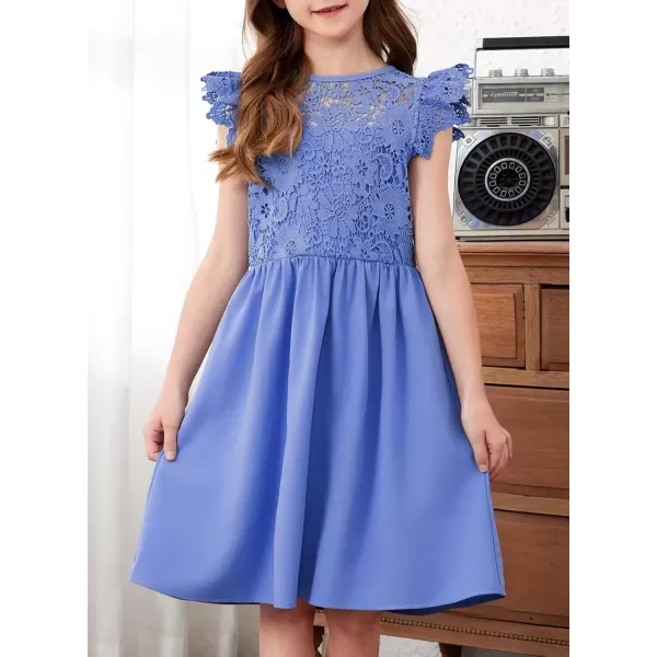 imageblibean Teen Girls Flower Dresses Semi Formal Sleeveless Wedding Dress Size 615 YearsA Blue