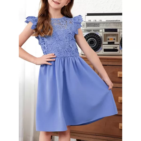 imageblibean Teen Girls Flower Dresses Semi Formal Sleeveless Wedding Dress Size 615 YearsA Blue