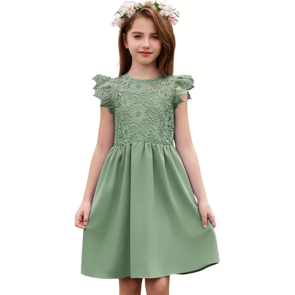 imageblibean Teen Girls Flower Dresses Semi Formal Sleeveless Wedding Dress Size 615 YearsA Green