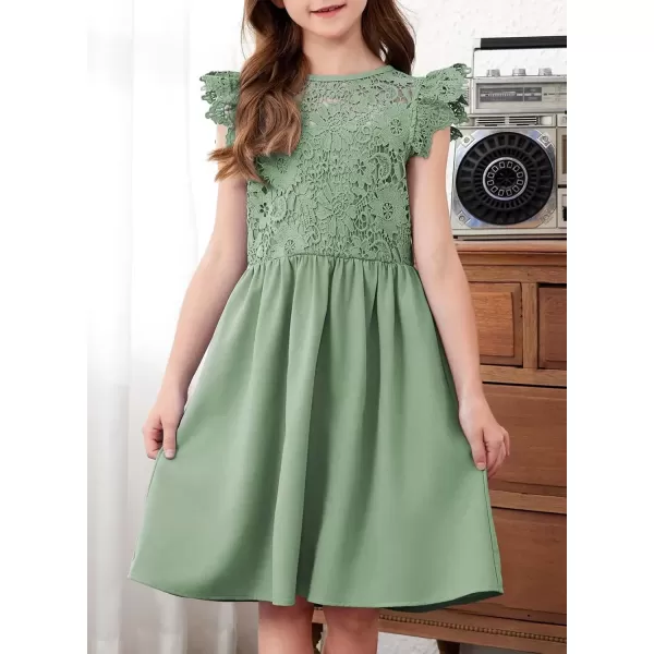 imageblibean Teen Girls Flower Dresses Semi Formal Sleeveless Wedding Dress Size 615 YearsA Green