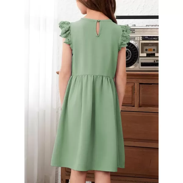 imageblibean Teen Girls Flower Dresses Semi Formal Sleeveless Wedding Dress Size 615 YearsA Green