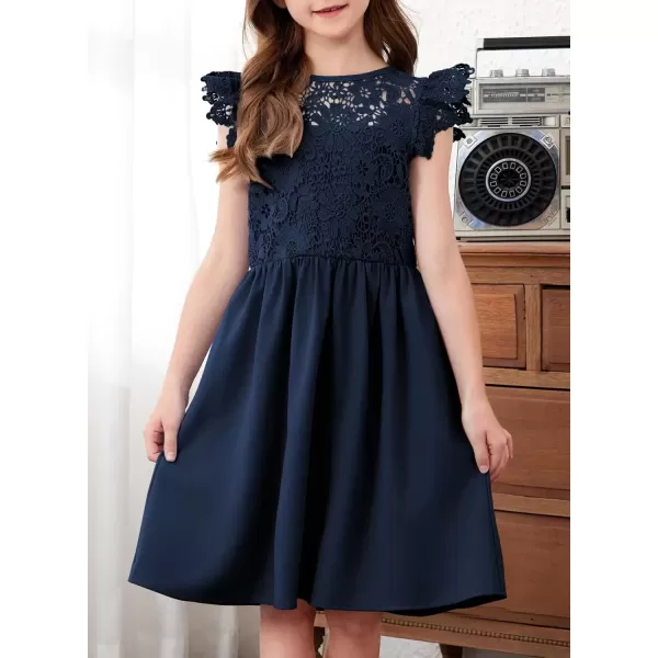 imageblibean Teen Girls Flower Dresses Semi Formal Sleeveless Wedding Dress Size 615 YearsA Navy Blue