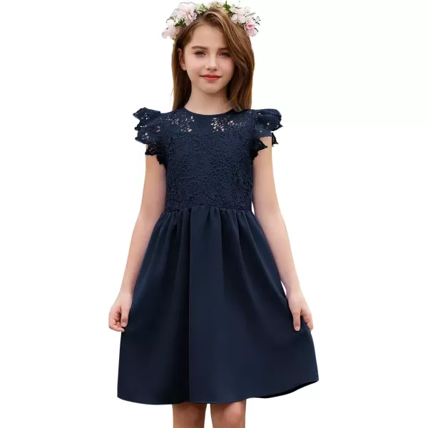 imageblibean Teen Girls Flower Dresses Semi Formal Sleeveless Wedding Dress Size 615 YearsA Navy Blue