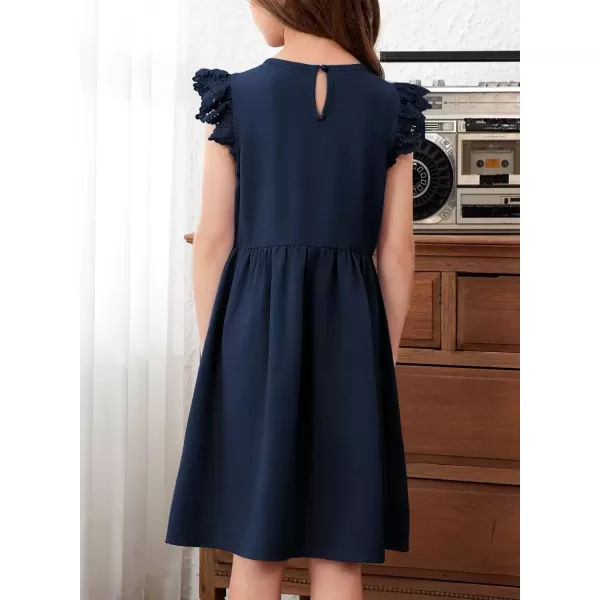 imageblibean Teen Girls Flower Dresses Semi Formal Sleeveless Wedding Dress Size 615 YearsA Navy Blue