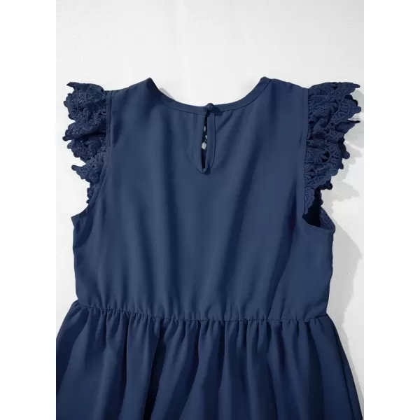 imageblibean Teen Girls Flower Dresses Semi Formal Sleeveless Wedding Dress Size 615 YearsA Navy Blue