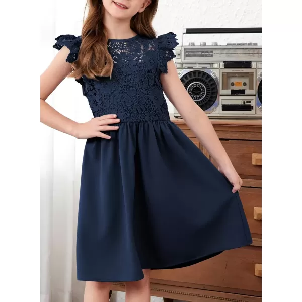 imageblibean Teen Girls Flower Dresses Semi Formal Sleeveless Wedding Dress Size 615 YearsA Navy Blue