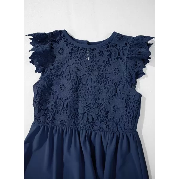 imageblibean Teen Girls Flower Dresses Semi Formal Sleeveless Wedding Dress Size 615 YearsA Navy Blue