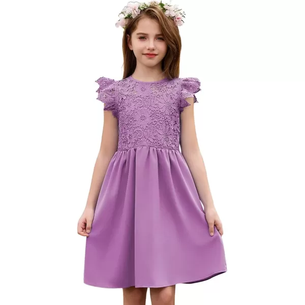 imageblibean Teen Girls Flower Dresses Semi Formal Sleeveless Wedding Dress Size 615 YearsA Purple