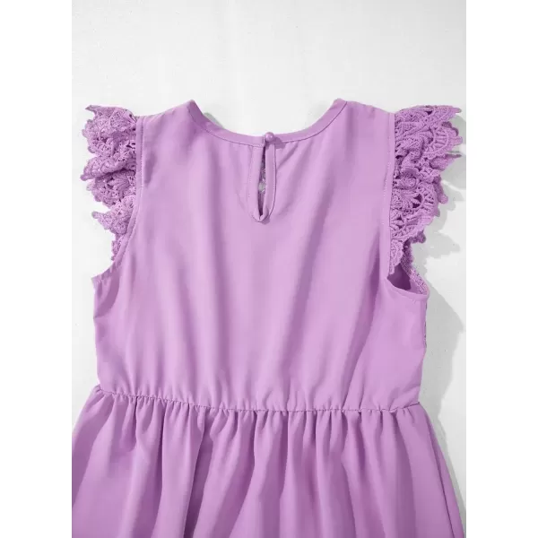 imageblibean Teen Girls Flower Dresses Semi Formal Sleeveless Wedding Dress Size 615 YearsA Purple