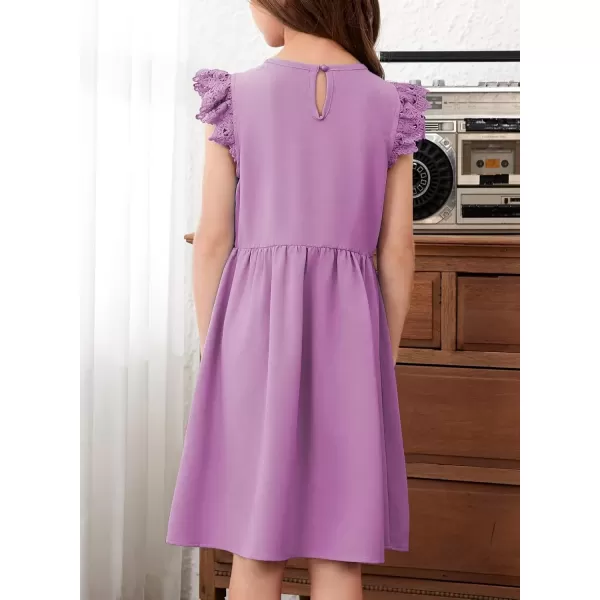 imageblibean Teen Girls Flower Dresses Semi Formal Sleeveless Wedding Dress Size 615 YearsA Purple