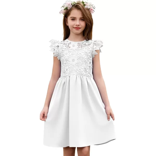 imageblibean Teen Girls Flower Dresses Semi Formal Sleeveless Wedding Dress Size 615 YearsA White
