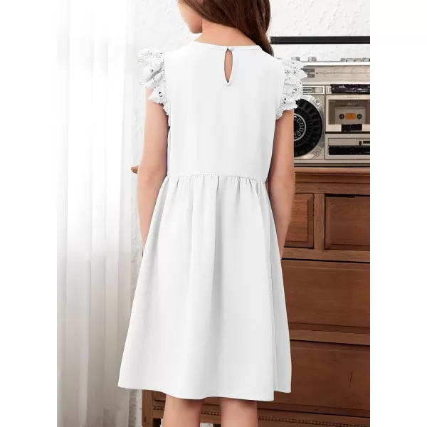 imageblibean Teen Girls Flower Dresses Semi Formal Sleeveless Wedding Dress Size 615 YearsA White