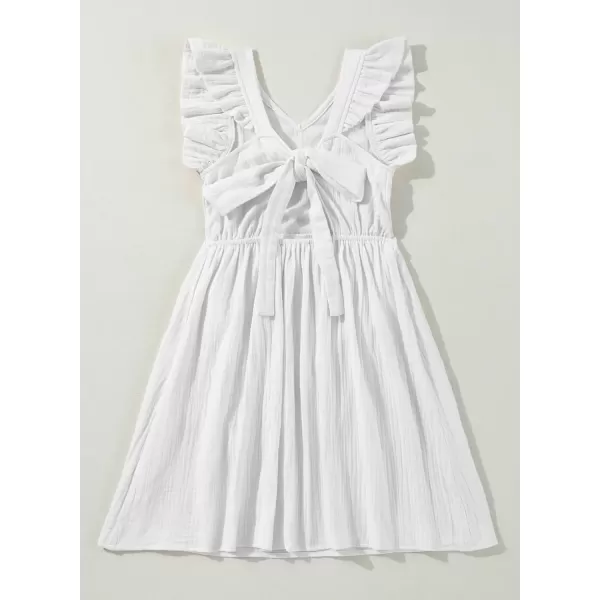 imageblibean Tween Girls 2025 Summer Cotton Dresses Kids Tie Back Sundress Size 615 YearsA White