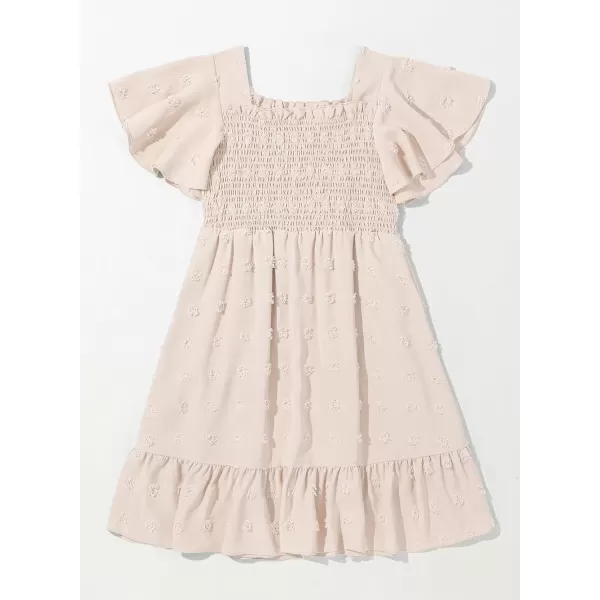 imageblibean Tween Girls 2025 Summer Dresses Kids Chiffon Dress Size 615 YearsA Beige