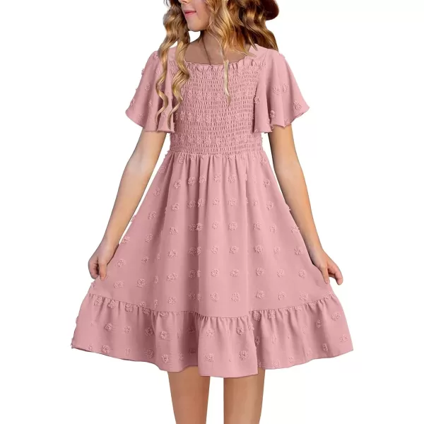 imageblibean Tween Girls 2025 Summer Dresses Kids Chiffon Dress Size 615 YearsA Dusty Pink