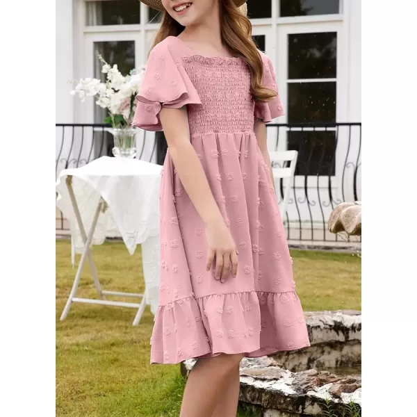 imageblibean Tween Girls 2025 Summer Dresses Kids Chiffon Dress Size 615 YearsA Dusty Pink