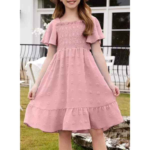 imageblibean Tween Girls 2025 Summer Dresses Kids Chiffon Dress Size 615 YearsA Dusty Pink