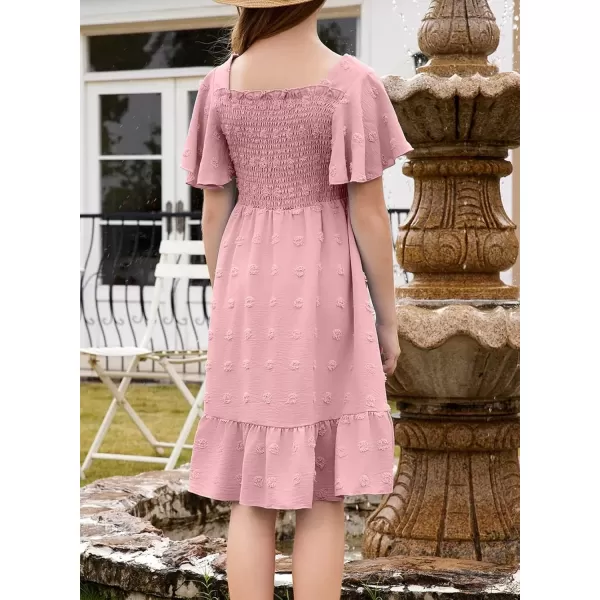 imageblibean Tween Girls 2025 Summer Dresses Kids Chiffon Dress Size 615 YearsA Dusty Pink