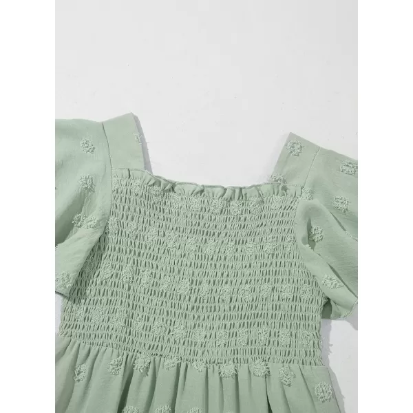 imageblibean Tween Girls 2025 Summer Dresses Kids Chiffon Dress Size 615 YearsA Green