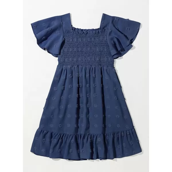 imageblibean Tween Girls 2025 Summer Dresses Kids Chiffon Dress Size 615 YearsA Navy Blue
