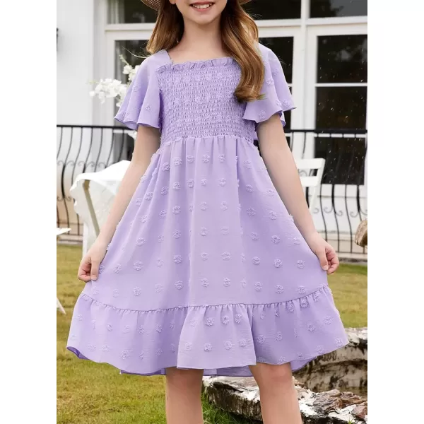 imageblibean Tween Girls 2025 Summer Dresses Kids Chiffon Dress Size 615 YearsA Purple