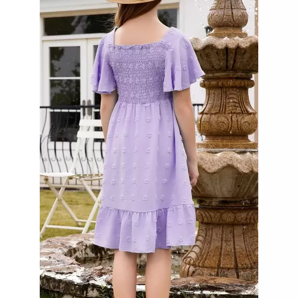 imageblibean Tween Girls 2025 Summer Dresses Kids Chiffon Dress Size 615 YearsA Purple