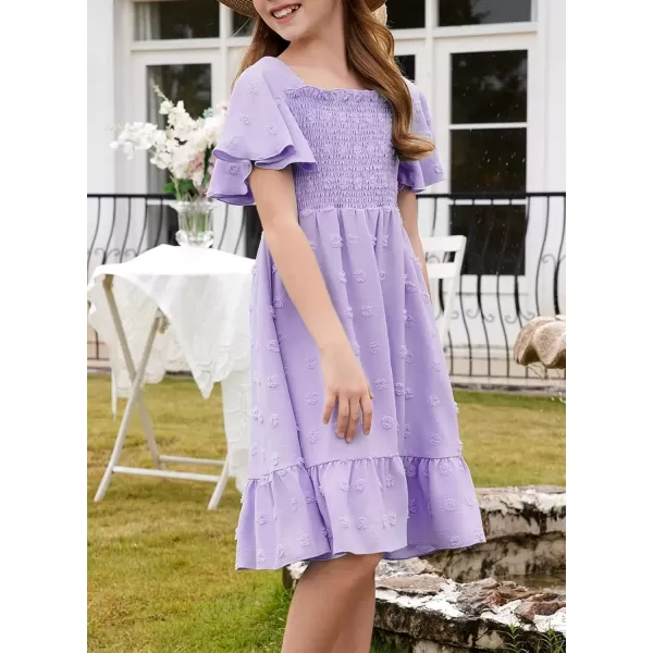 imageblibean Tween Girls 2025 Summer Dresses Kids Chiffon Dress Size 615 YearsA Purple