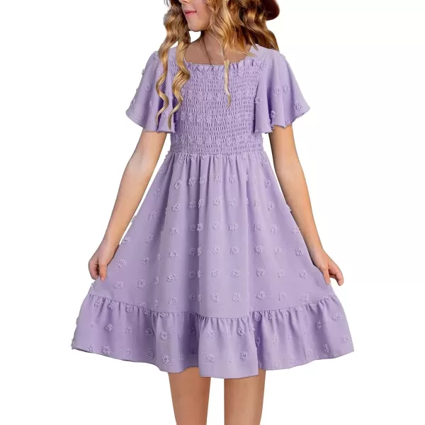 imageblibean Tween Girls 2025 Summer Dresses Kids Chiffon Dress Size 615 YearsA Purple