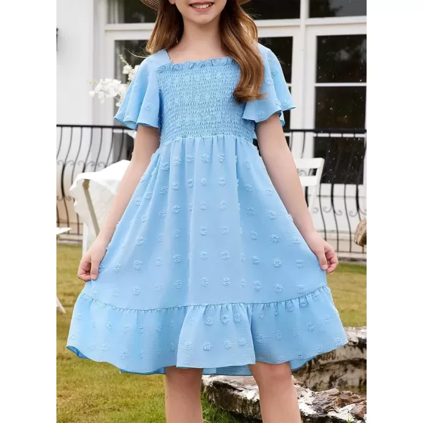 imageblibean Tween Girls 2025 Summer Dresses Kids Chiffon Dress Size 615 YearsA Sky Blue