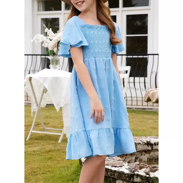 imageblibean Tween Girls 2025 Summer Dresses Kids Chiffon Dress Size 615 YearsA Sky Blue