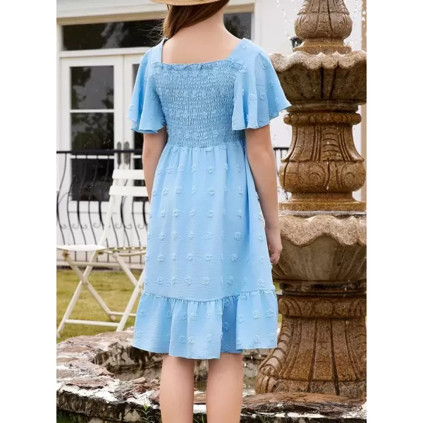 imageblibean Tween Girls 2025 Summer Dresses Kids Chiffon Dress Size 615 YearsA Sky Blue