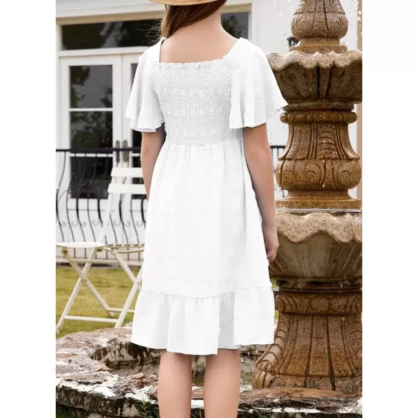 imageblibean Tween Girls 2025 Summer Dresses Kids Chiffon Dress Size 615 YearsA White