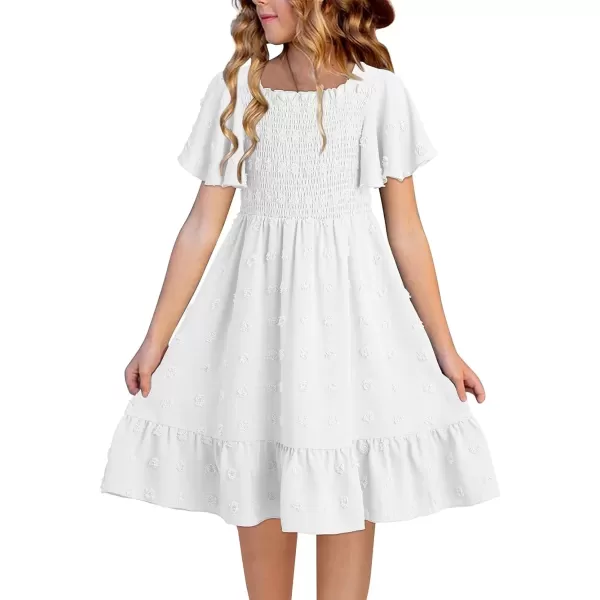 imageblibean Tween Girls 2025 Summer Dresses Kids Chiffon Dress Size 615 YearsA White